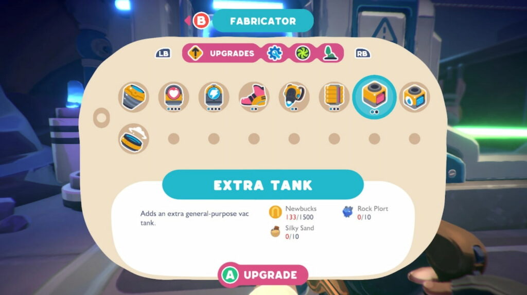 Upgrading Extra Tank in Slime Rancher 2