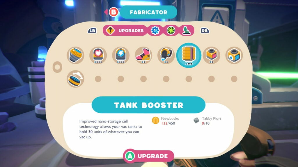 Upgrading Tank Booster in Slime Rancher 2