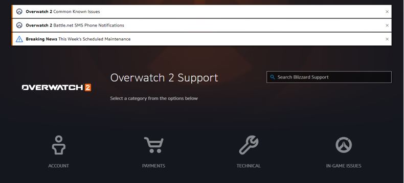 Overwatch 2 Support Page