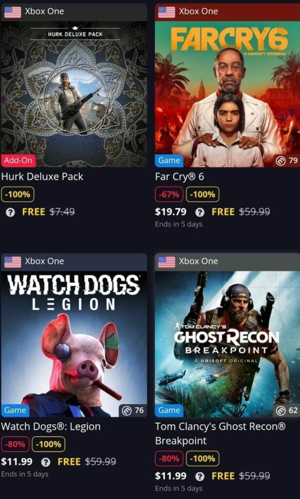 Ubisoft Games with free tag